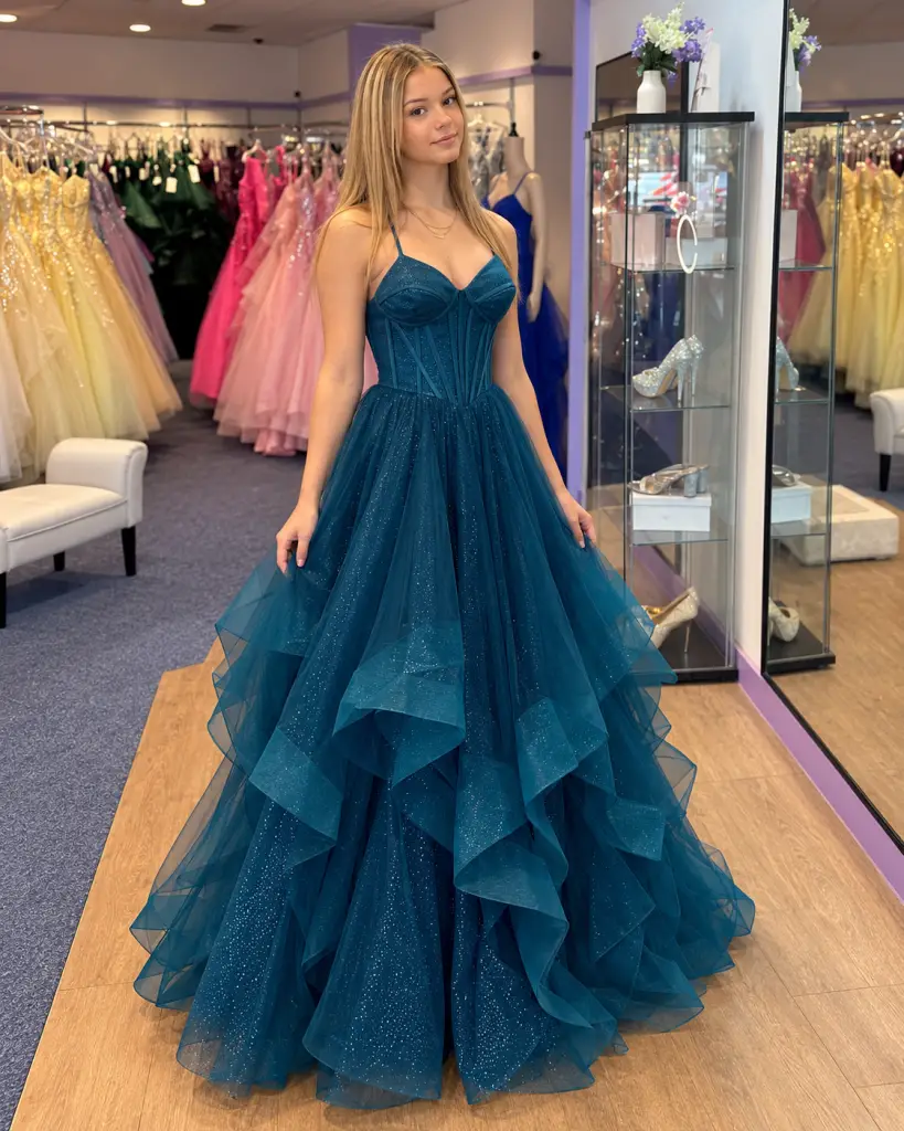 Lydia glitter tulle ballgown prom dress at MK Outlet — photograph 4