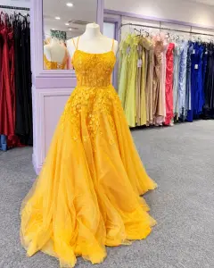 Designer prom dresses on display at MK Outlet in Bletchley, Milton Keynes.